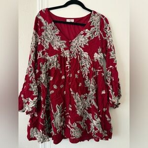 Elegant Red Floral Mini Dress